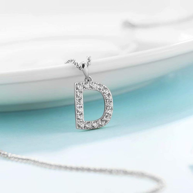 Tarsus D Initial Letter Stainless Steel Silver Alphabet Pendant Necklace Monogram charm cubic zirconia Jewelry Gifts for Women Teen - Image 4